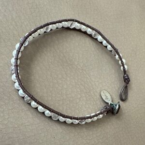Aerie Pearl and Crystal Beaded Leather Bracelet